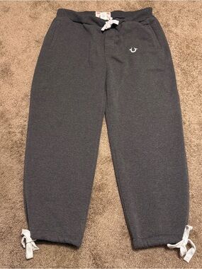 True Religion Sweatpants Mens 3XL Gray Tapered Leg Embroidered Logo USA